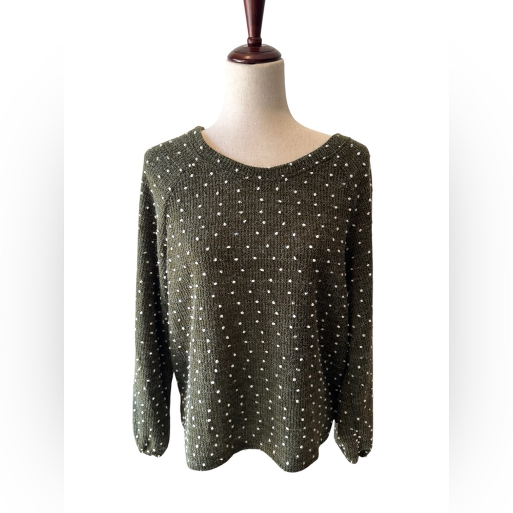 Olive Green Polka Dot Women's Top